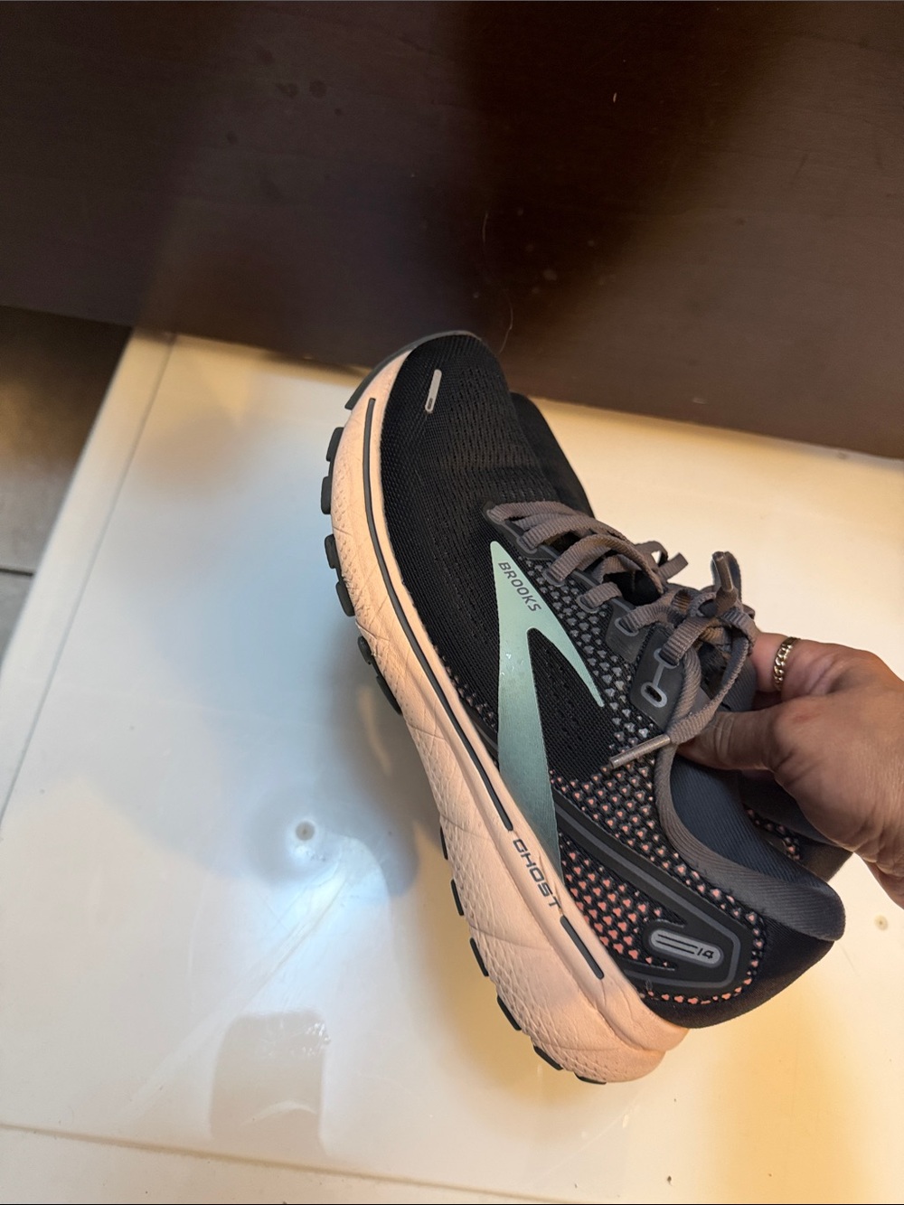 Brooks women’s Black with Mint & Pink Athletic Running Shoes